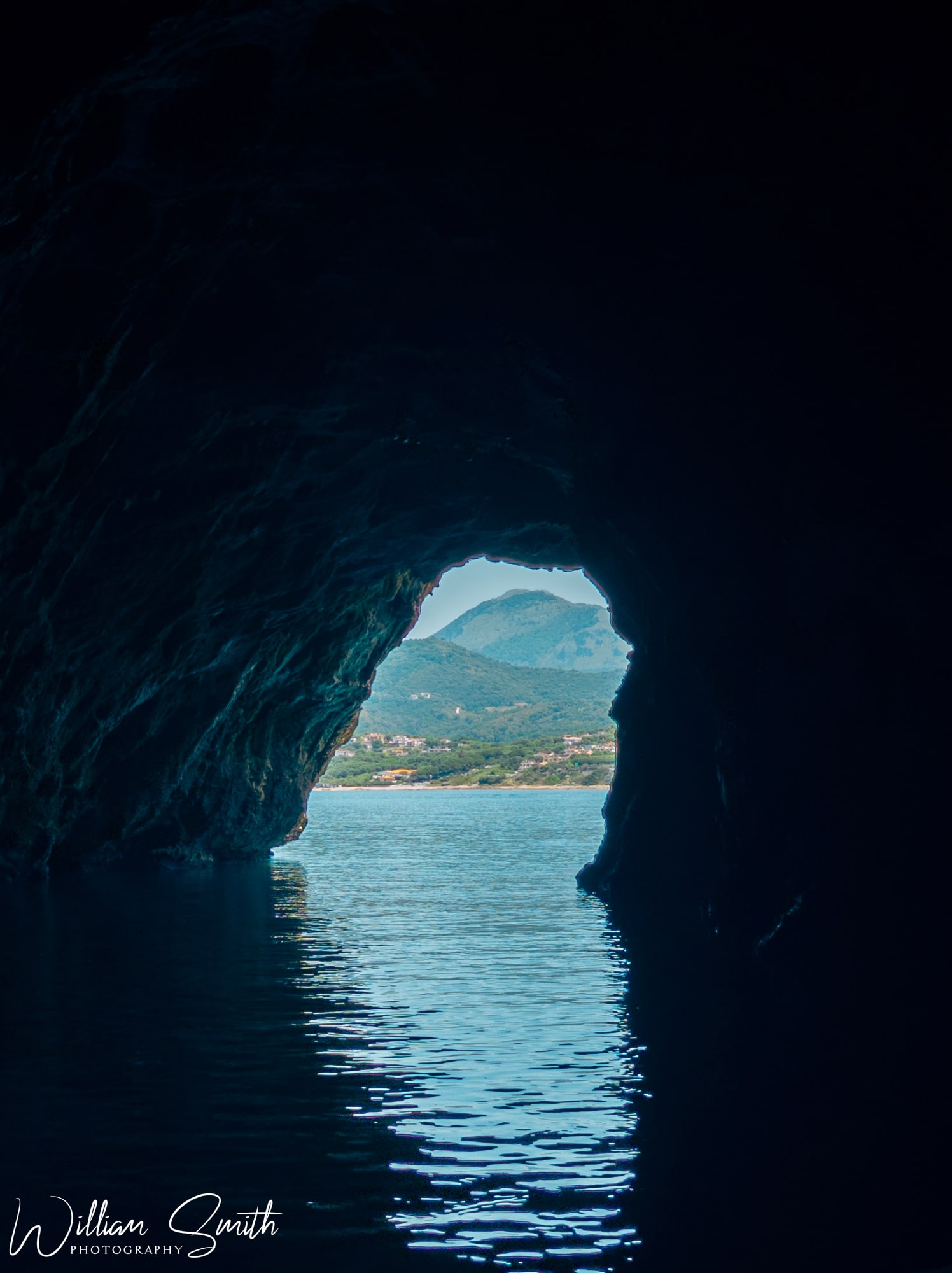 Entering the Grotta Azzurra sea cave near Palinuro