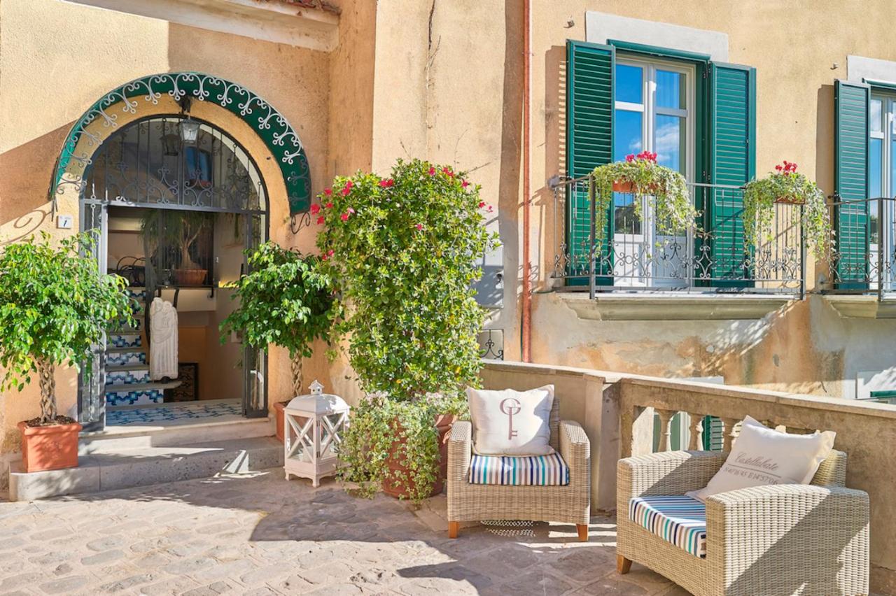 View of the entrance of a boutique hotel in Castellabate, Southern Italy