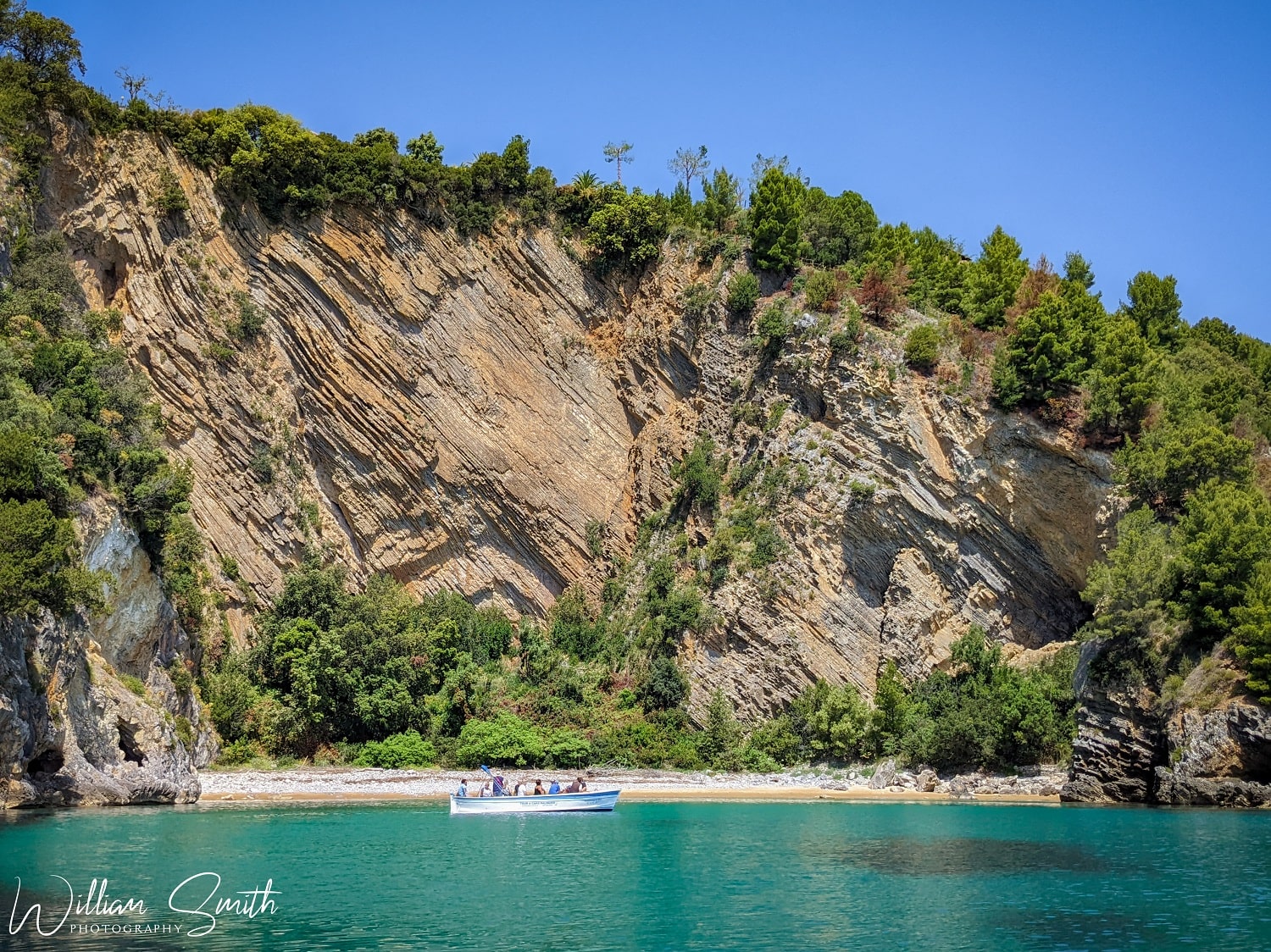 View of the Spiaggia del Buon Dormire beach along the Cilento's coastline