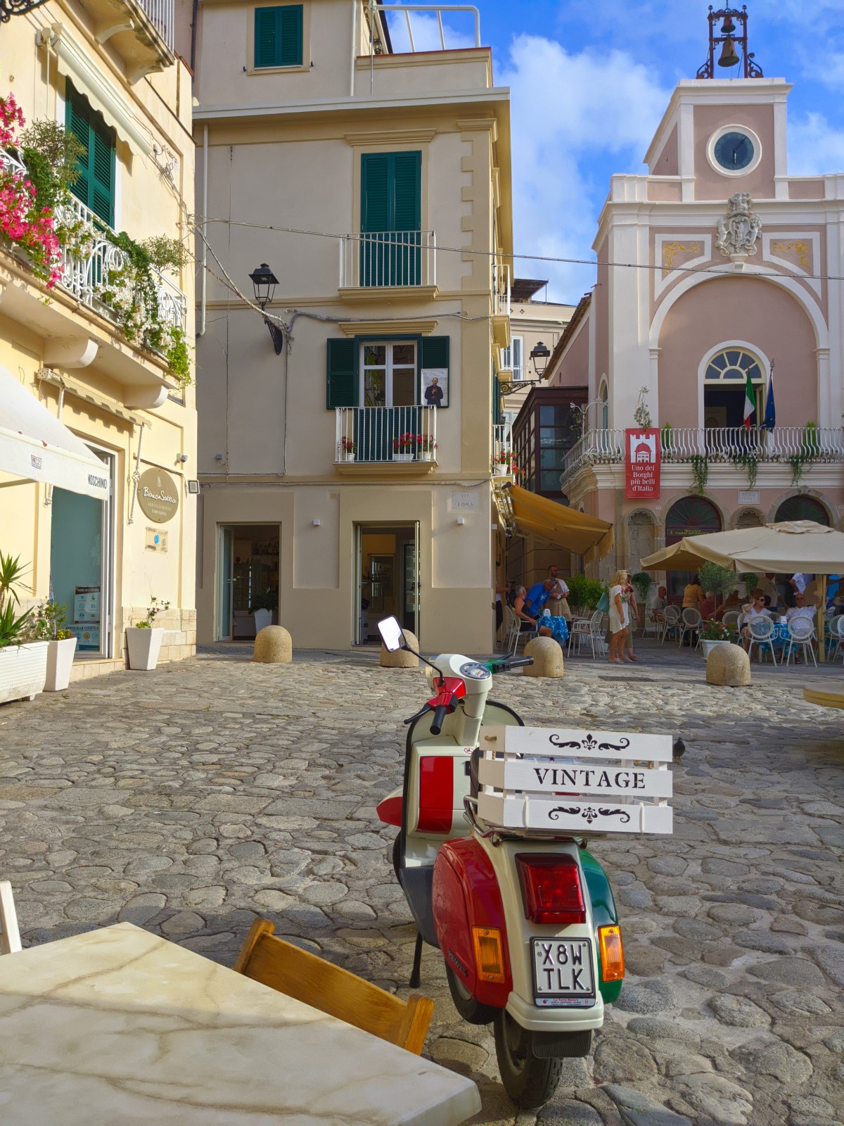 A Vespa in a piazza in Tropea