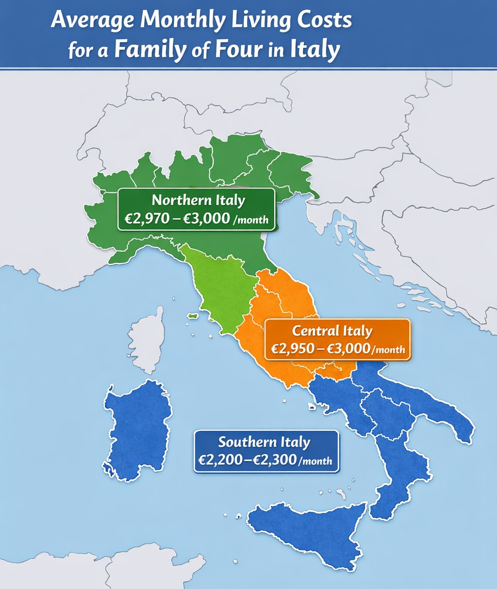Map showing cost of living in Italy