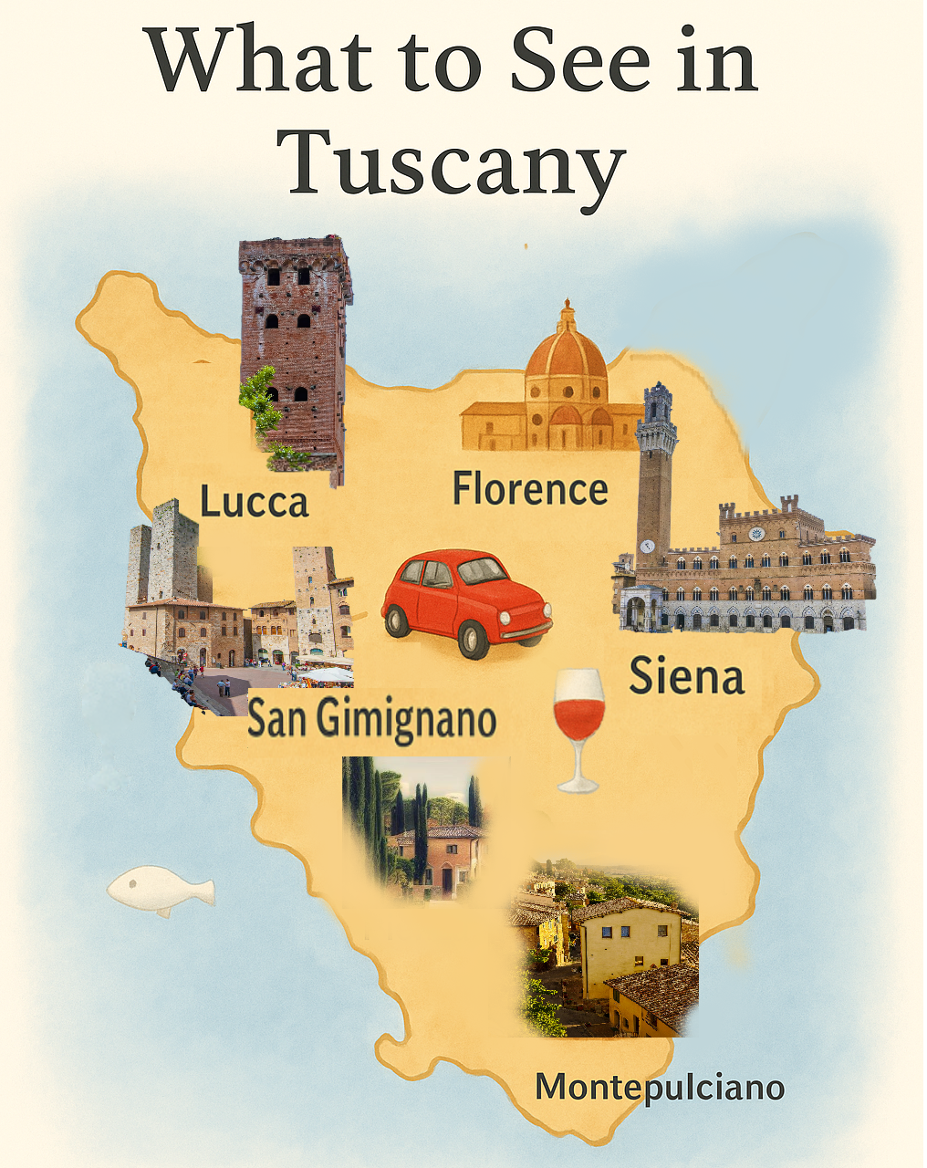 Map of what to see in Tuscany