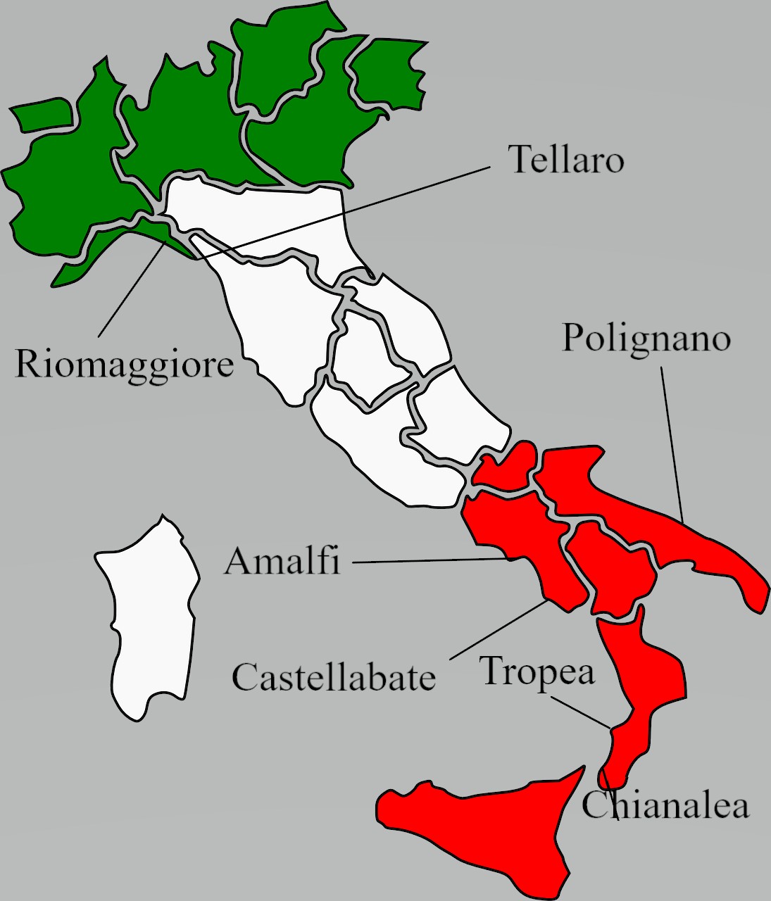 Coastal towns in Italy