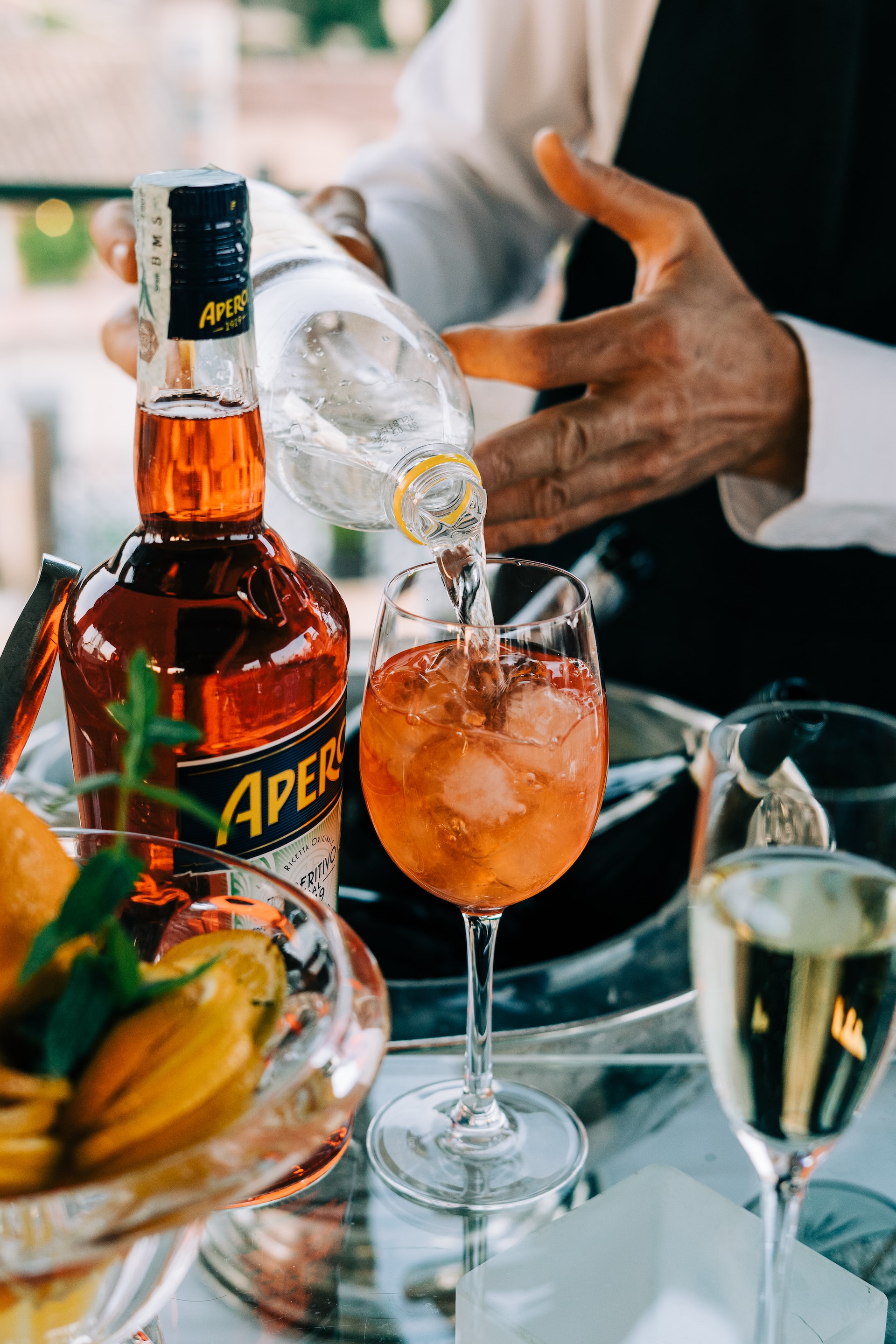 Aperol Spritz being served in Italy Aperol Spritz being served in Italy
