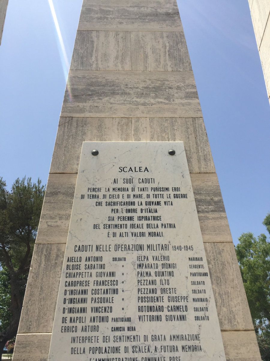 In every town here in Calabria that I have seen, there is a Monumento ai Caduti. A monument to the fallen, to their young men who gave their lives in wars